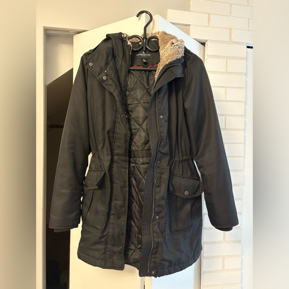 London Fog Women's Black Winter Jacket with hood